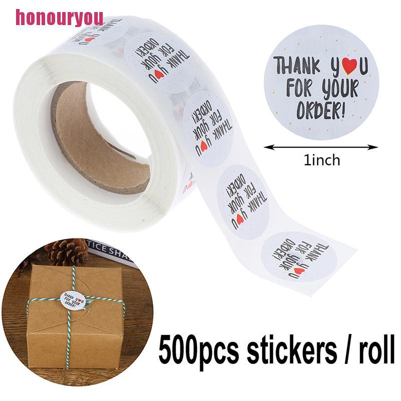 Stiker Label Motif Tulisan Thank You For Your Order Diameter Warna Putih untuk Kemasan Penjualan