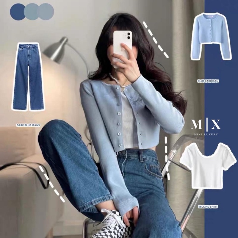 MILUX.CO - CARDIGAN CROP TOP KNIT IMPORT KOREAN STYLE RAJUT LENGAN PANJANG OUTER ATASAN WANITA MX908