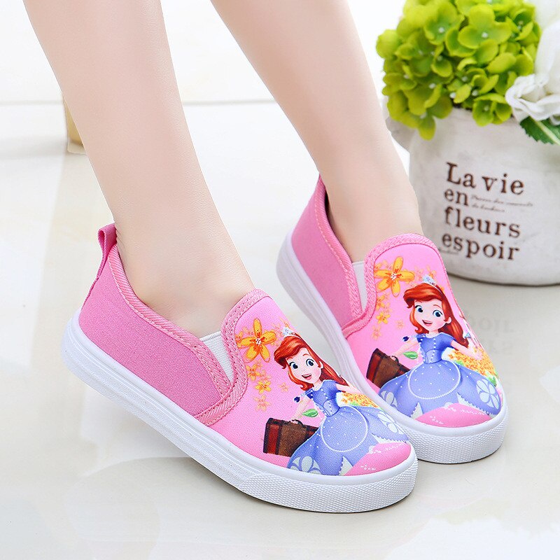 Sepatu Anak Perempuan Lucu Usia 1-5 Tahun Motif Princess Sofia Slip On