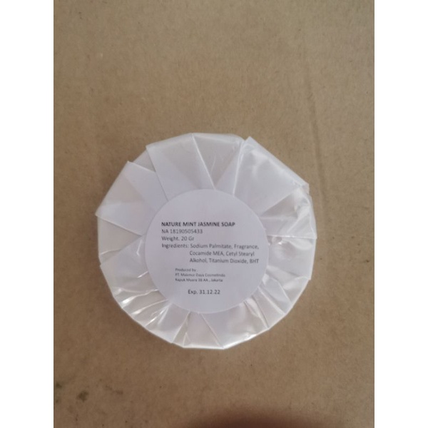 1 Pacs Sabun Hotel/Rumah Sakit Bulat 15-20 gram Minimal Order 500 Pacs (1 Dus)