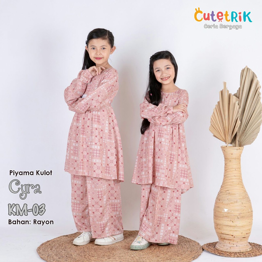 Baju tidur piyama anak cutetrik bahan katun rayon adem dan lembut usia 3th-14th