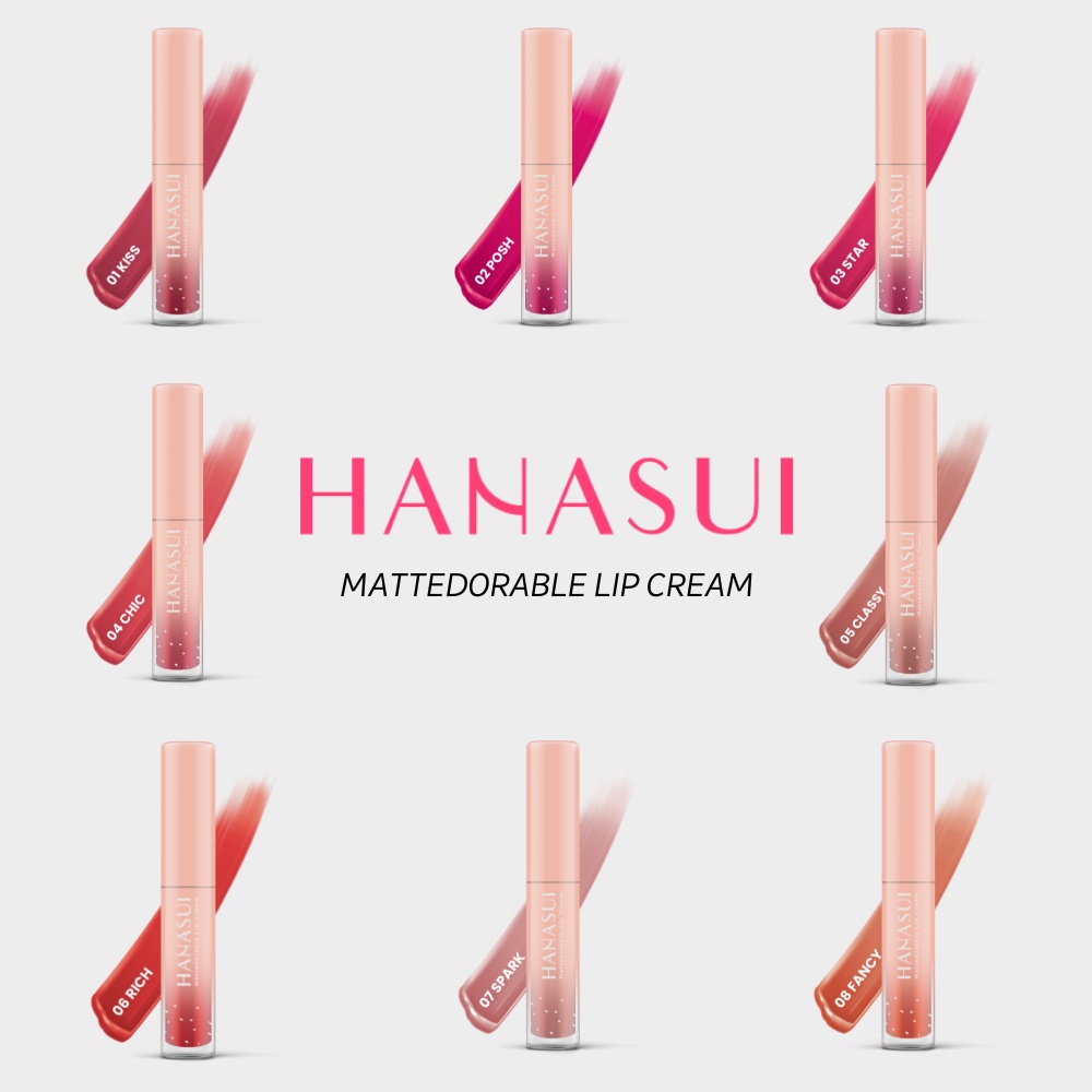 HANASUI Mattedorable Lip Cream Matte | Lipstick Cair Mate BPOM ALL VARIAN (NORMAL & BOBA EDITION)