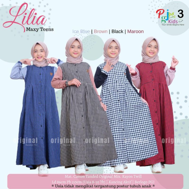 LILIA DANTE ZOLA GAMIS ANAK REMAJA MOTIF KOTAK-KOTAK BAHAN KATUN USIA 2 3 4 5 6 7  8 9 10 tahun best seller