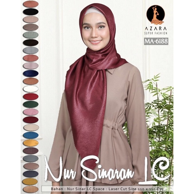 Hijab Glitter Premium segiempat polos - hijab glamour Nur shinaran Azara LC