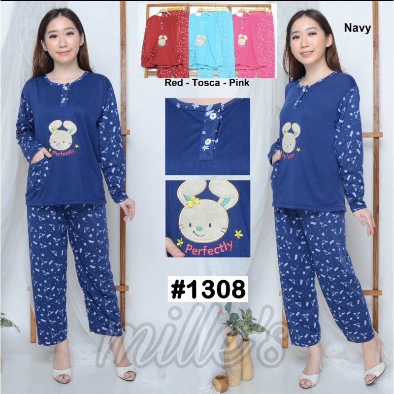 OvShopp Baju tidur kaos wanita PP BORDIR all size  fit to L 1308 / Babydoll / Piyama (COD)