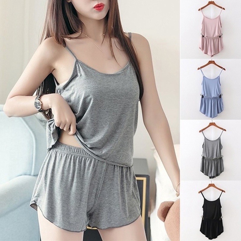 SETELAN TANK TOP | SET TANK TOP | SETELAN PIYAMA WANITA MODEL TANK TOP + CELANA PENDEK WARNA POLOS