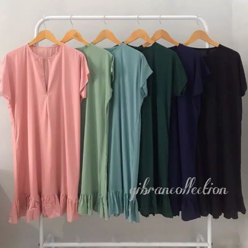 Daster Viral Ruffle Busui/Daster Polos Ruffle Busui/Daster Busui Rayon Polos