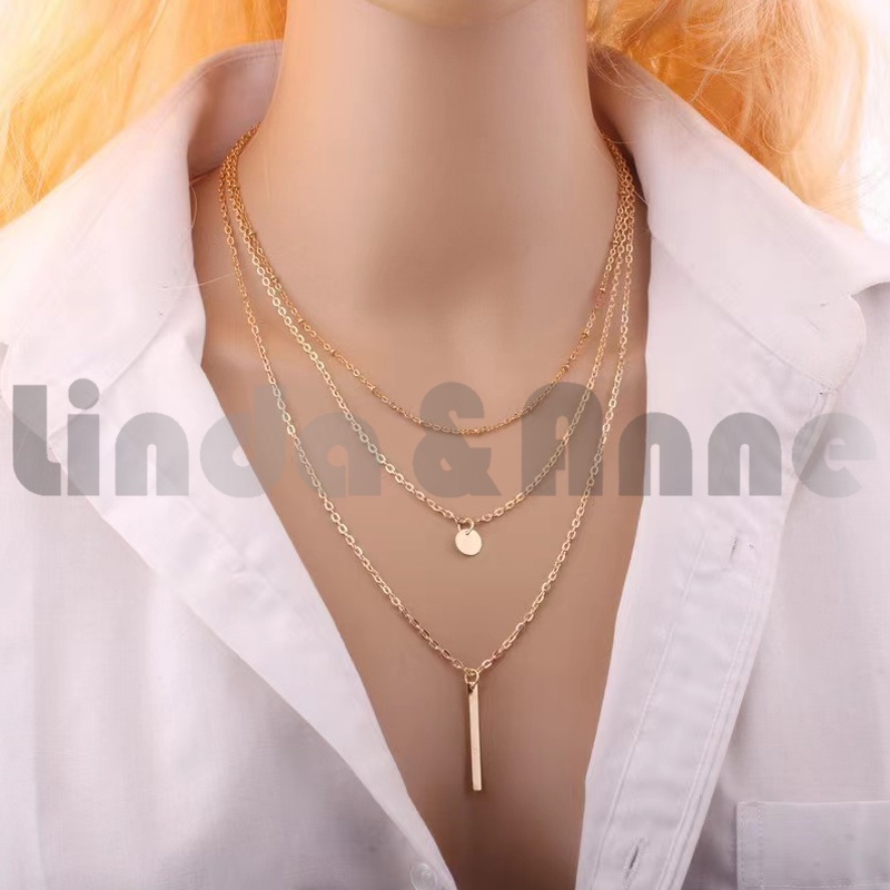 Kalung 3 Layer Liontin Necklace - Fashion Wanita Multi-layer / Kalung Panjang