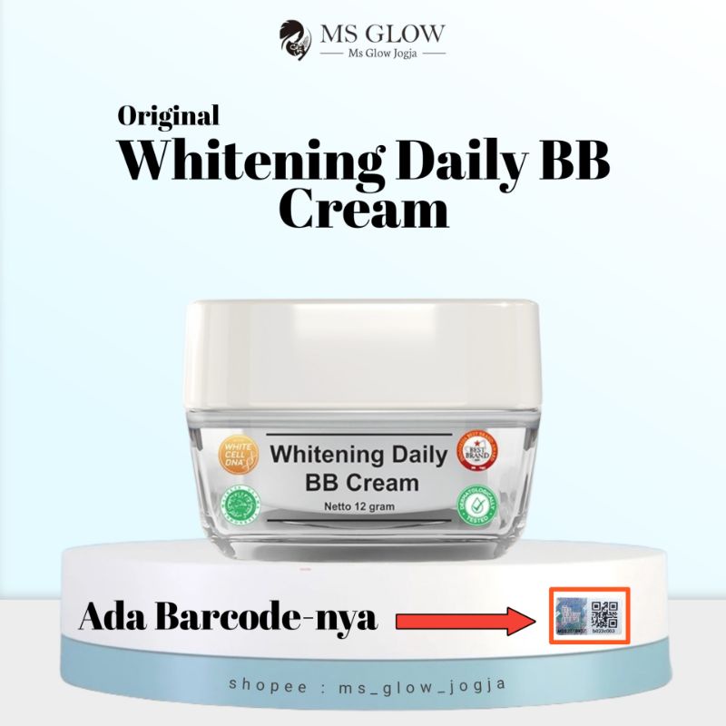 Whitening Daily BB Cream Ms Glow (SPF 30 PA++) Melindungi dari Sinar UV dan Blue Light Mengandung White Cell DNA