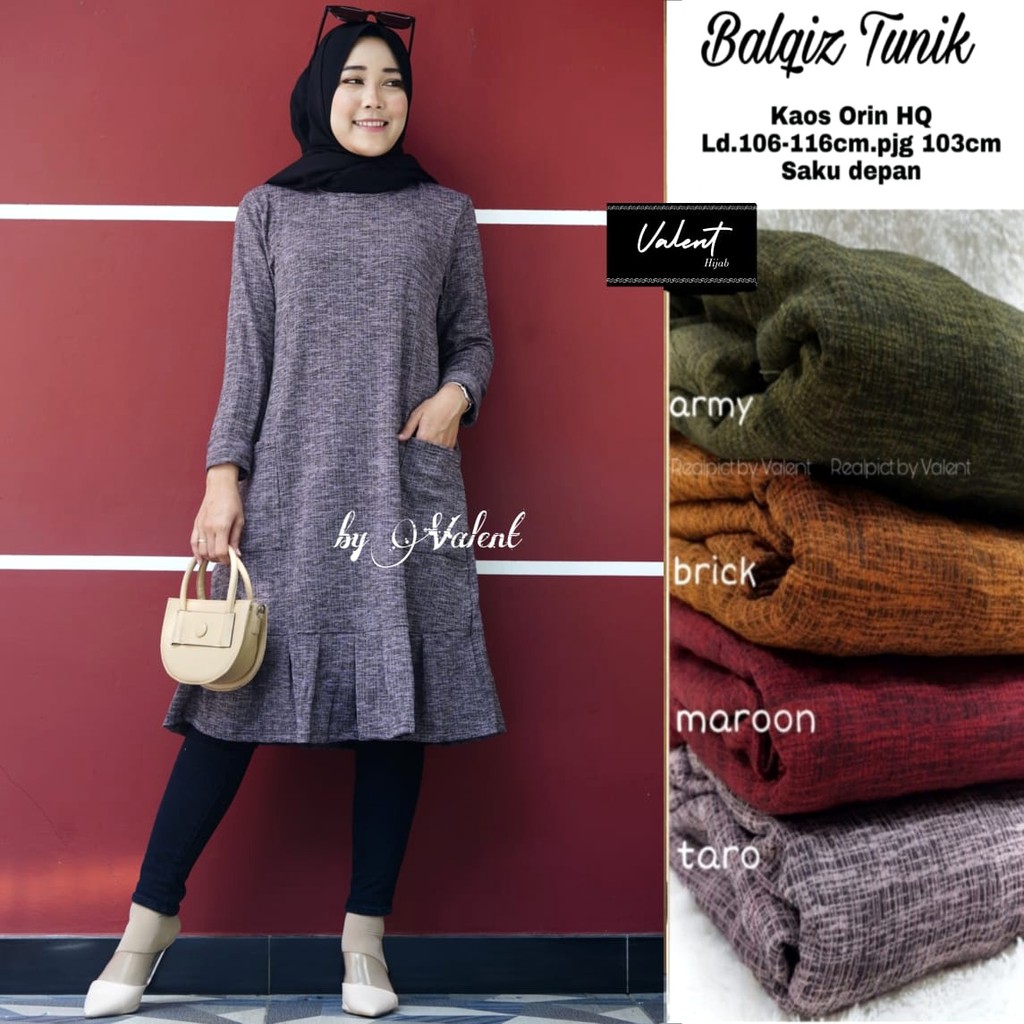Atasan Kaos Import Premium Terbaru Balqis Niike Mona Tunik by Valent Hijab Fashion Solo