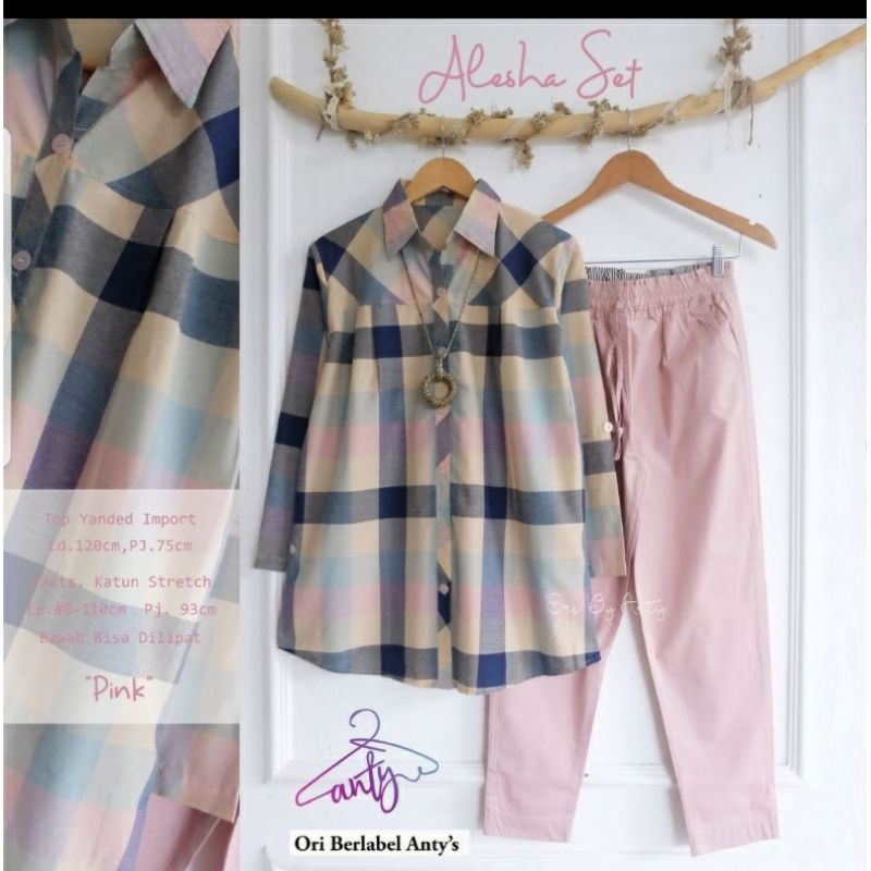 Setelan Kotak Besar Wanita Muslimah Kekinian Alesha Set by Anty Hijab Fashion Solo