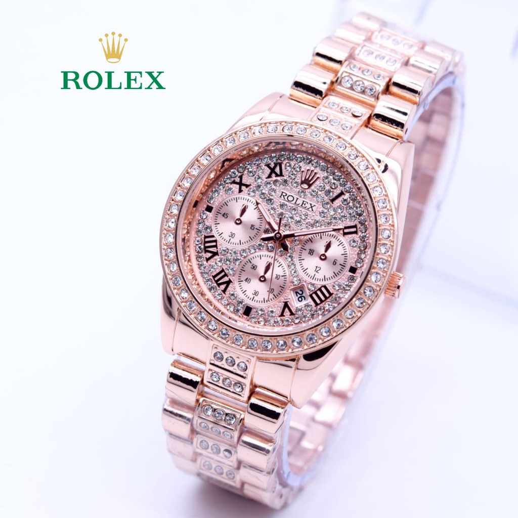 Jam Tangan Wanita Rolex Chrono Diamond Rantai