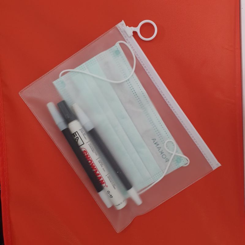 Plastik mika buram zipper serbaguna / dompet masker / pouch serbaguna
