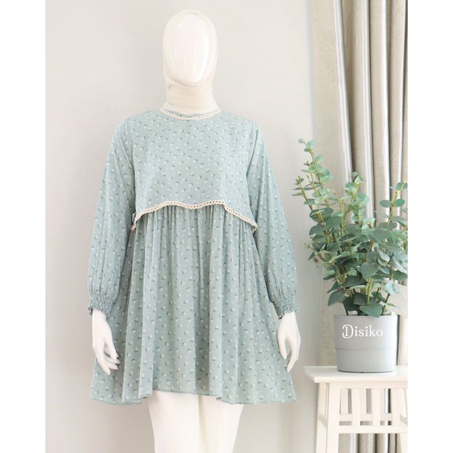 Terbaru , Long Tunik Katun Crincle , Original Disiko Exclusive , Tunik Print Cantik Wanita Murah.