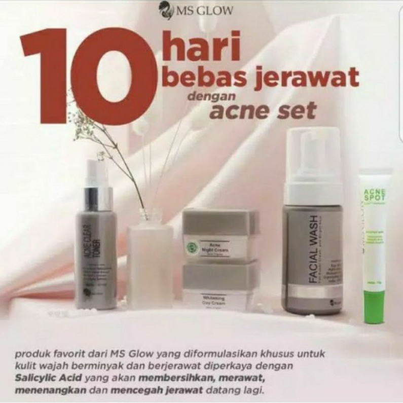 PAKET MS GLOW ACNE SERIES + ACNE SPOT TREATMENT ASLI ORI PAKET JERAWAT MSGLOW