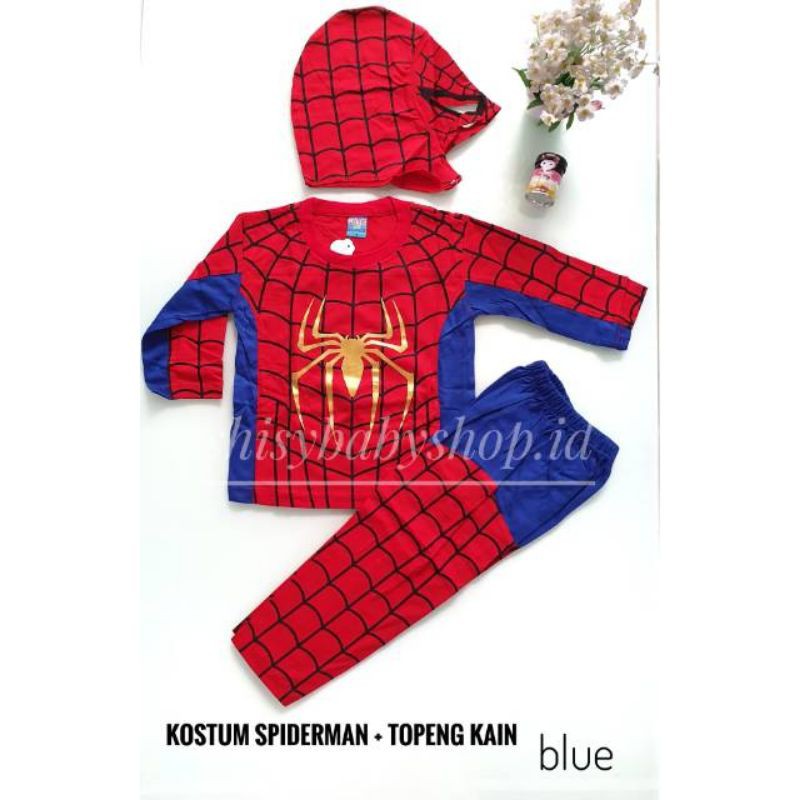 Kostum baju anak spiderman topeng Kain / baju anak spiderman kostum spiderman anak laba laba