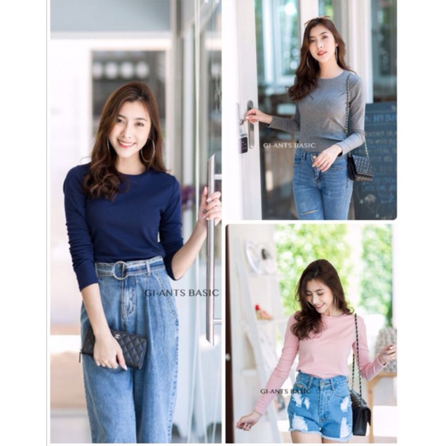 ONECK Lengan Panjang Kaos Oblong Polos Basic / Kaos Polos / T-shirt / Atasan Pakaian Wanita murah