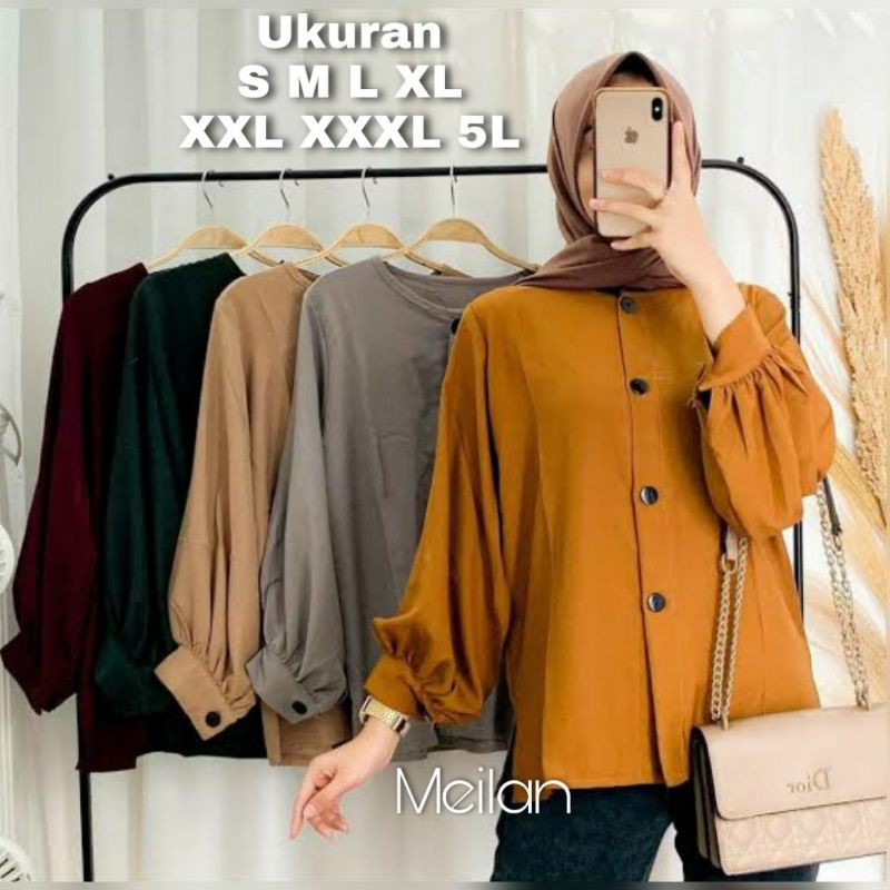 Meilan Blouse Big Size Ukuran S M L XL XXL XXXL 5L Atasan Wanita Lengan Balon