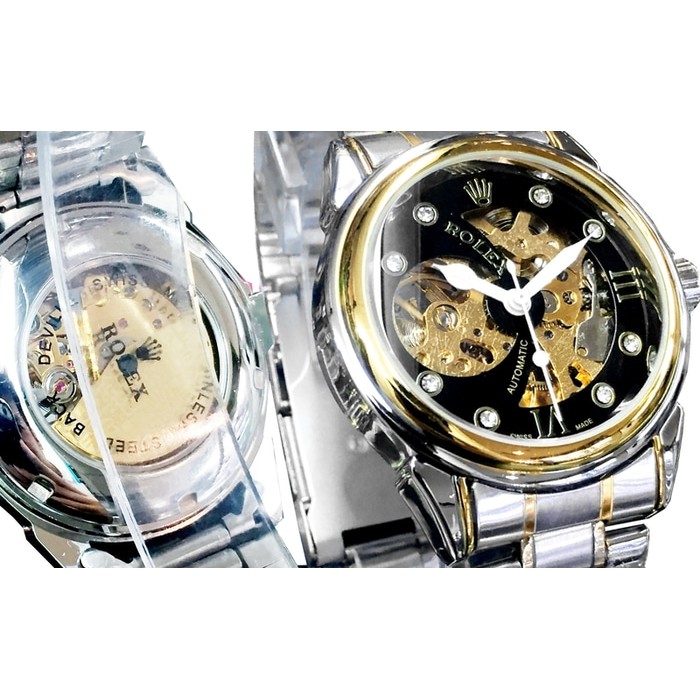 Jam Tangan Rolex Pria | Cowok Skeleton Otomatis | Automatic Watch Rantai | Chain Keren Murah Kombi