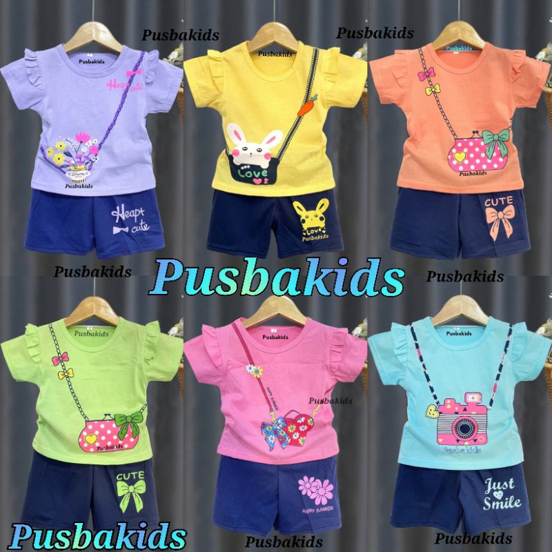 Pusbakids-Setelan Ruffle - Set baju anak cewek 0-8 tahun model tangan rumbai