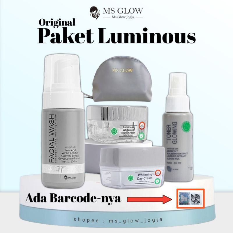 Ms Glow Luminous Paket Penghilang Bekas Jerawat Bopeng - Mendapat 4 Macam Produk dan Facial Wash Sabun Cuci Muka