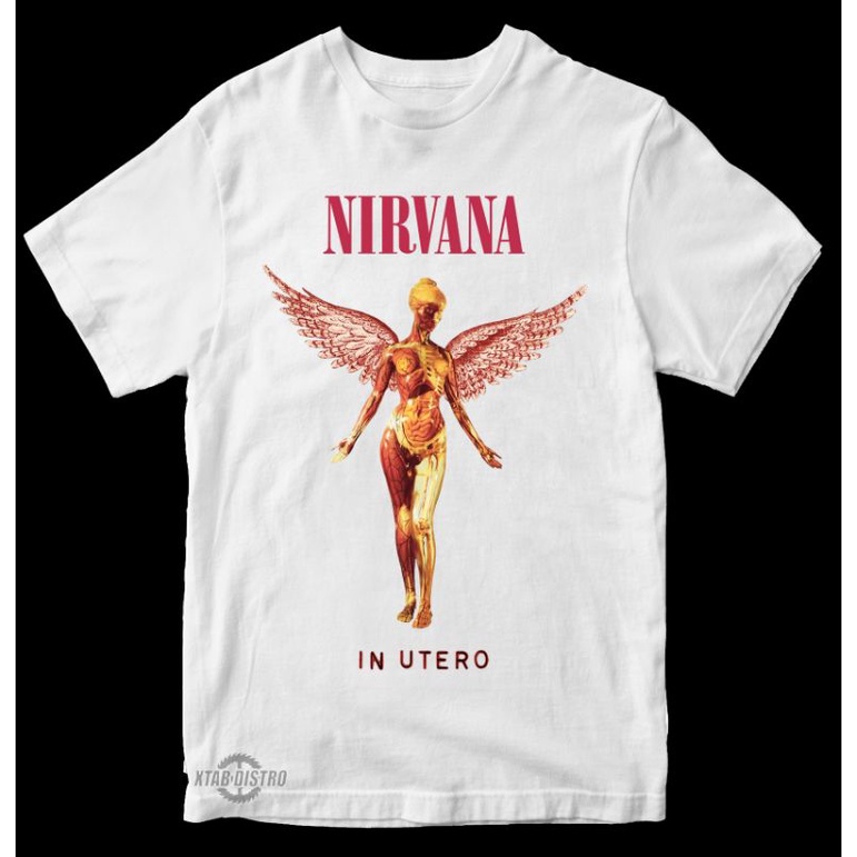 kaos NIRVANA PUTIH - IN UTERO / Premium Tshirt nirvana / nevermind / smells like teen / bleach