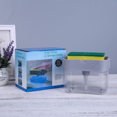 Dispenser Sabun Spons Spon Cair Sikat Kran Rak Dapur Tempat Soap Pump Serbaguna Multifungsi Magic
