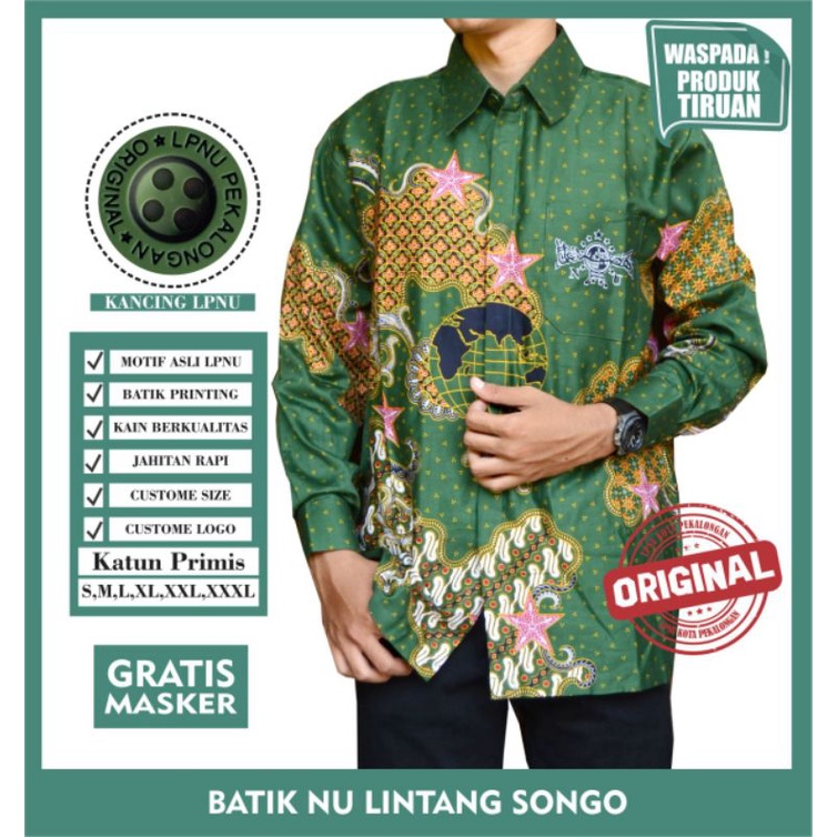 Kemeja batik NU lintang songo Batik pria NU lintang songo Nahdlatul ulama