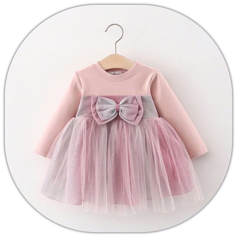 Gaun Dress Import Anak Bayi Perempuan / Dress Anak Bayi Lengan panjang Tutu Pita Import