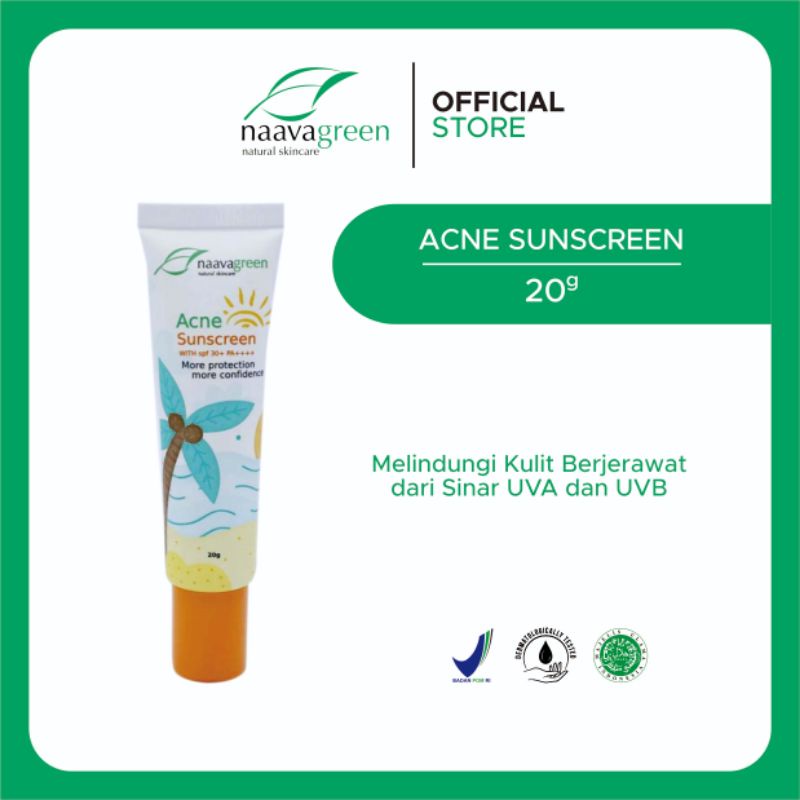 NAAVAGREEN Acne Sunscreen - Melindungi kulit berjerawat dari sinar UVA UVB