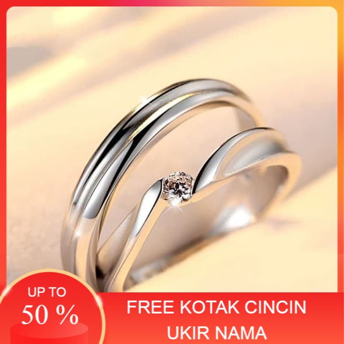 Cincin Kawin Couple, Perak, Palladium, Tunangan, Nikah, Pasangan 88 perak couple