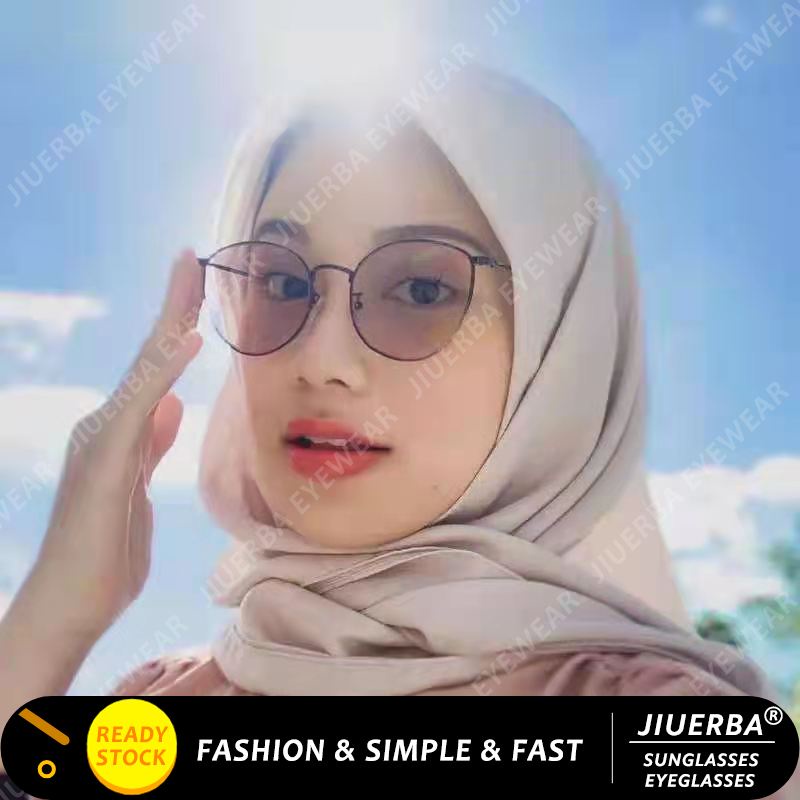 (JIUERBA)COD Kacamata Photochromic Korean Gaya Wanita Kacamata Bingkai Anti Radiasi Cewek Murah Fashion Eyeglasses