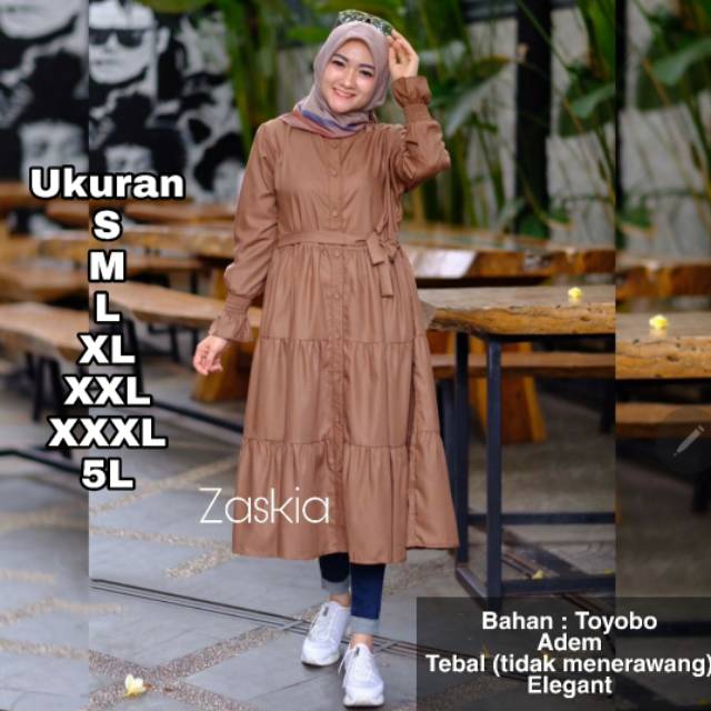 Zaskia Tunik -  Ukuran S M L XL XXL XXXL 5L - Baju Tunik Jumbo - Atasan Big Size - Muslim Terbaru