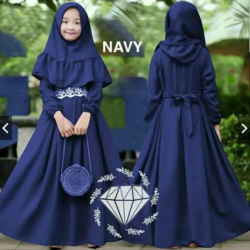 (DELISHA) Gamis Anak Perempuan 6-9tahun 6tahun 7tahun 8tahun 9tahun 10tahun NAVY MARON GREEN MAGENTA