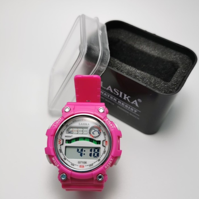 Jam tangan anak perempuan / laki digital sport Lasika G7106, tahan air & dapat kotak.