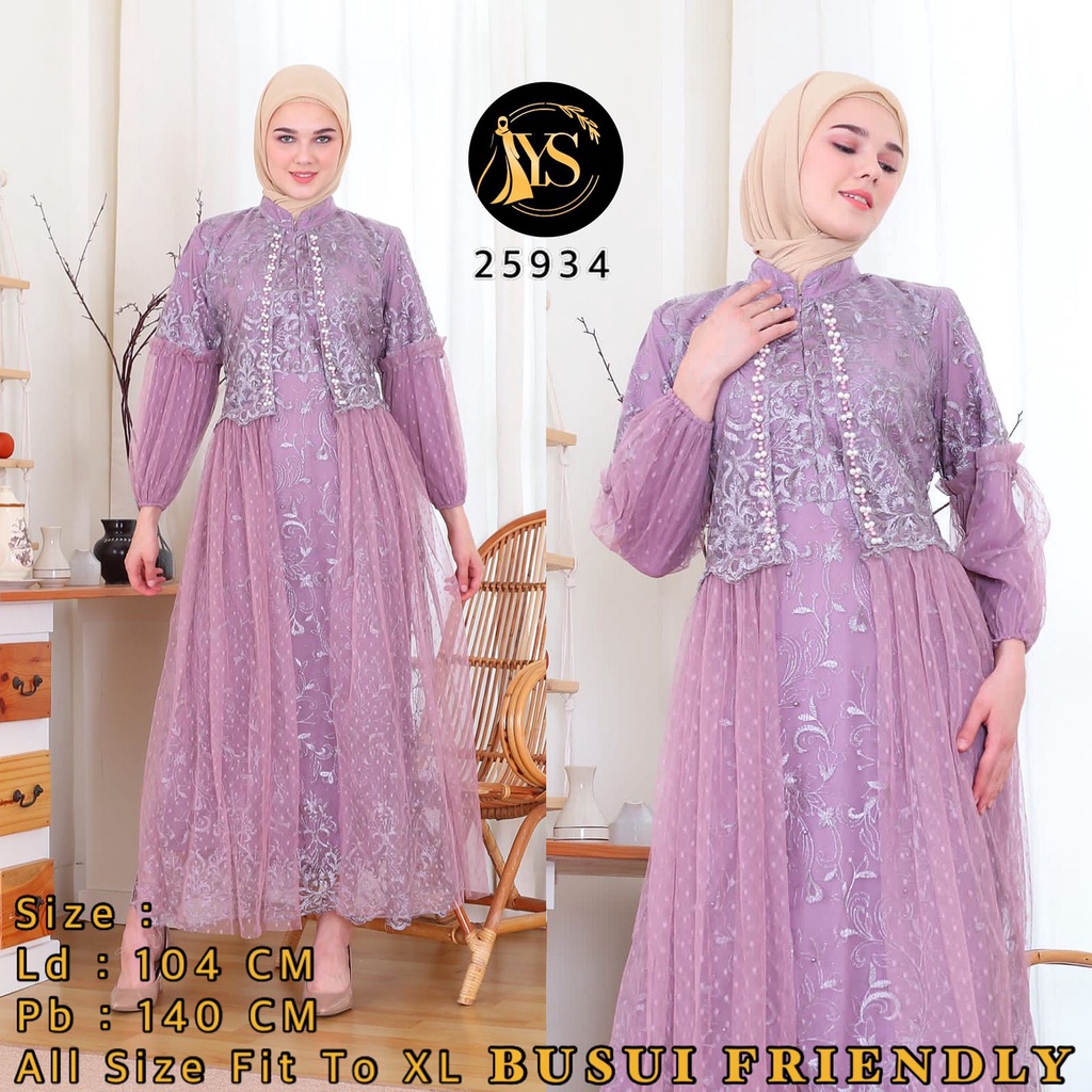 GAMIS PESTA MEWAH YESAYA FULL TILLE BORDIR PREMIUM BUSUI FRIENDLY 25934