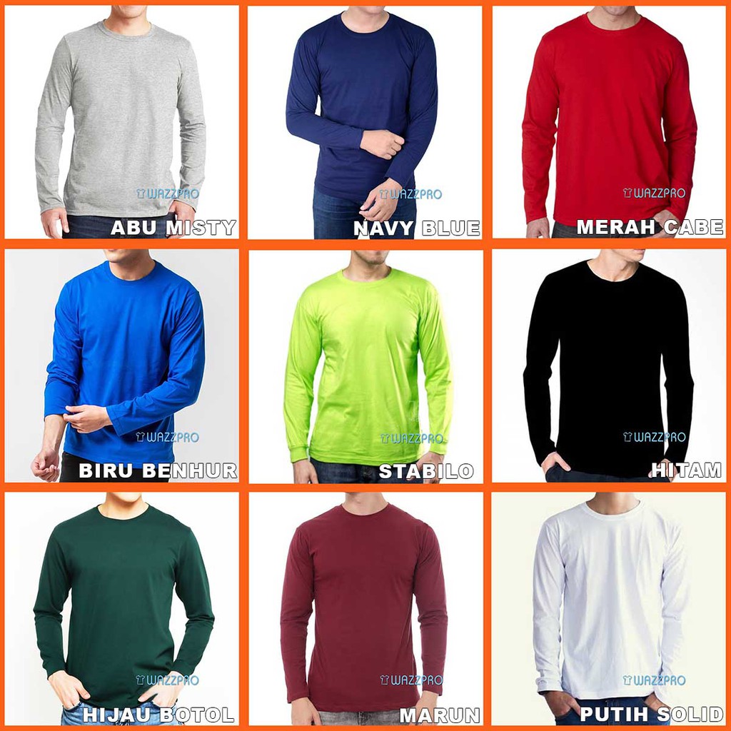 Terbaik Grosir Kaos Polos Distro Original Pria Wanita Cotton Combed 30s Lengan Panjang Murah Premium