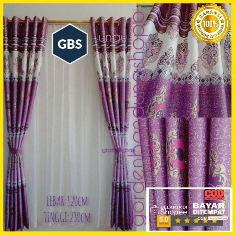 Gorden Murah Dekorasi Rumah Jendel Pintu Kamar Minimalis Motif Batik Sultan Prin Emas Panama 5 gelembung