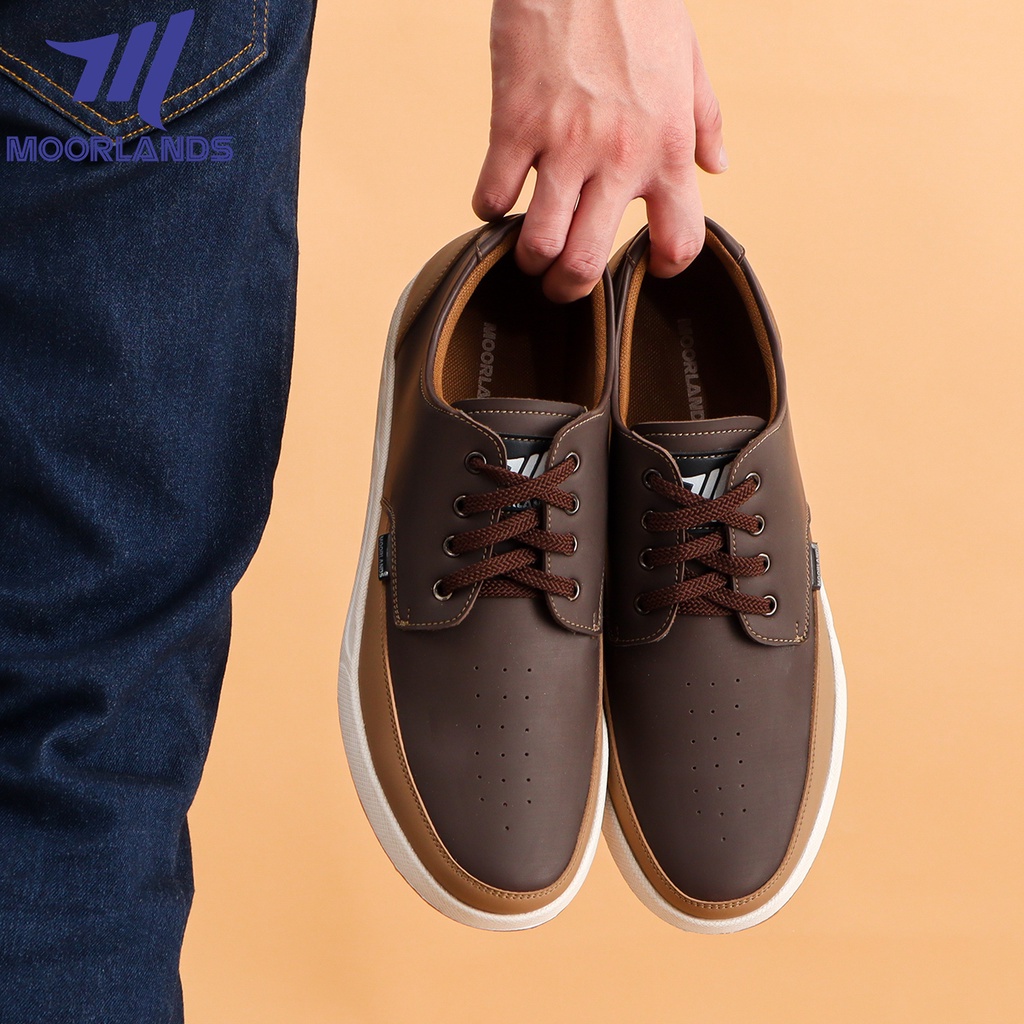 Sepatu Kasual kulit Pria Sepatu Tali Semi Formal Pria MOORLANDS Original