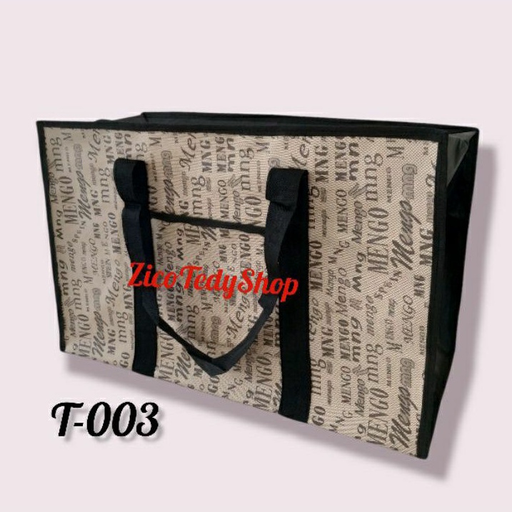 Tas Kain Terpal Kotak Besar(melebar ke samping) Tali keliling Laundry bag Tote bag  (kode T-003)