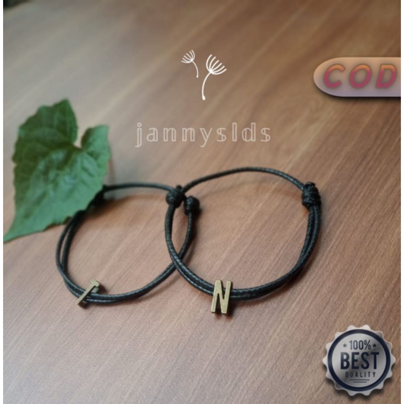 Gelang Couple Tali Korea hitam Gelang Inisial Huruf Gelang aksesoris Gelang Wanita Gelang Pria