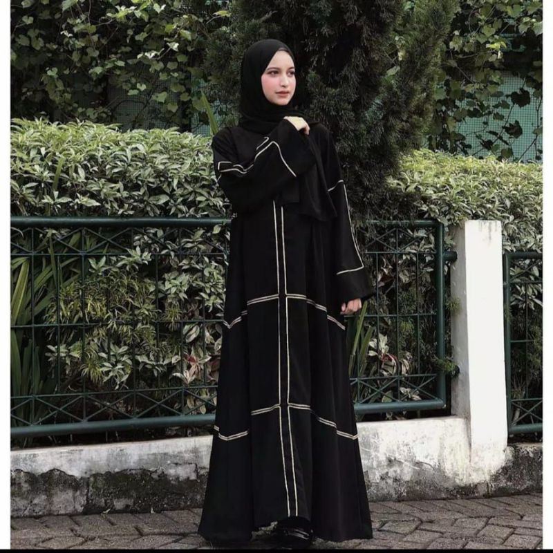 Abaya Gamis Arab Hitam Lis Bahan Jet Balack Saudi by Bundaorder