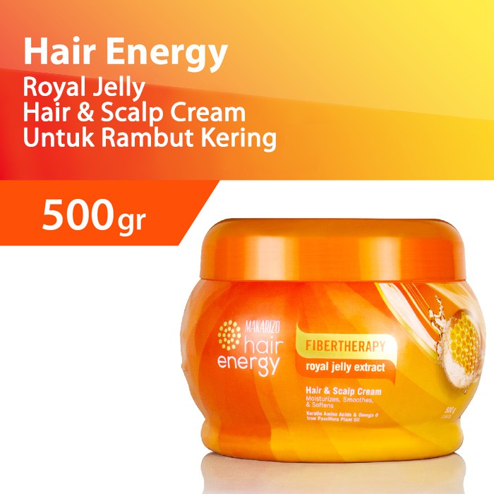 Makarizo Hair Energy Fibertherapy Hair & Scalp Creambath Royal Jelly 500 gr/ Perawatan Rambut Kering