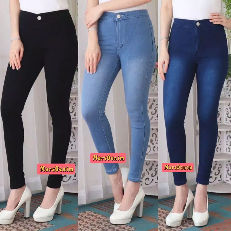 CELANA JEANS HIGHWAIST POLOS WANITA CEWEK
