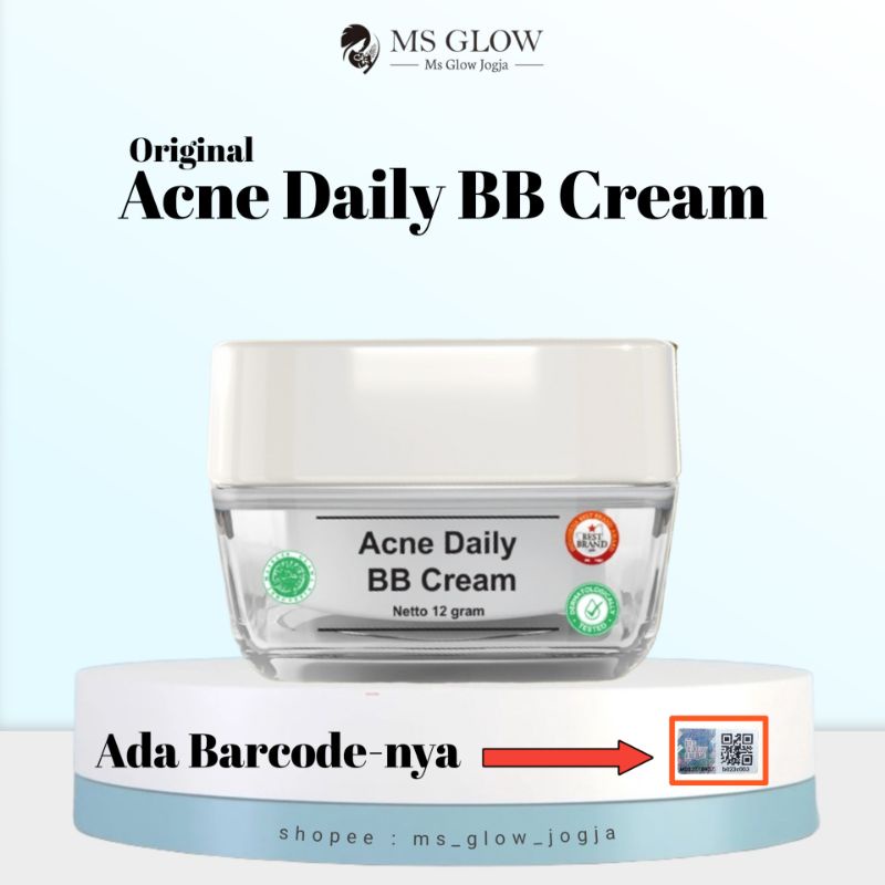 Acne Daily BB Cream Ms Glow 12gr - 1 Item Krim Siang Ms Glow Acne