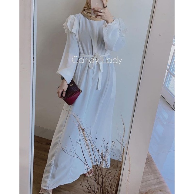 Promo baju Gamis Wanita Dress Syari Lebaran Terbaru 2021 gamis ELWINA deess Gamis MOSCREPE