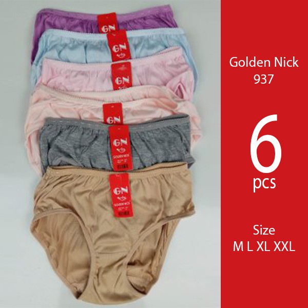6 Pcs CD GOLDEN NICK 937 | Celana dalam wanita golden nick | GOLDEN NICK | CD Wanita Warna Terang