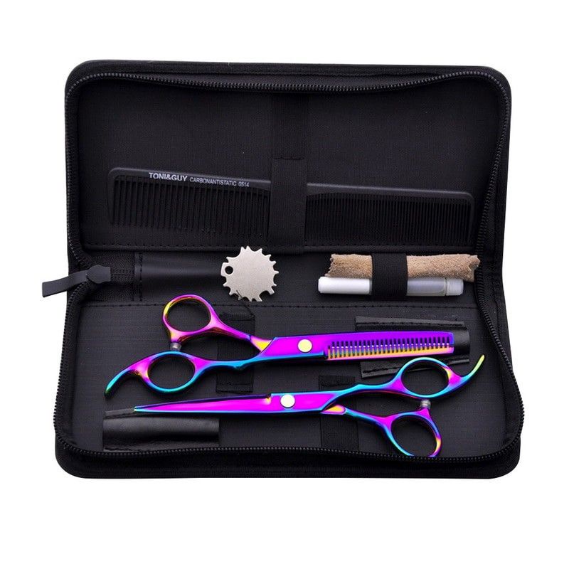 Set Gunting RAINBOW Pemotong biasa & Sasak Penipis Salon Barbershop Pangkas Rambut