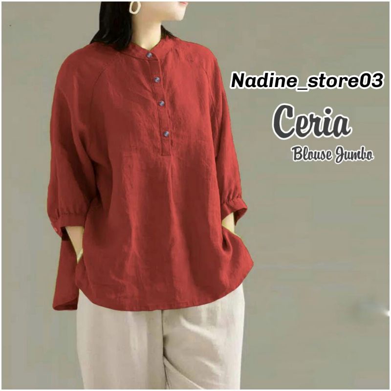 Kemeja polos wanita bahan linen/BLOUSE CERIA
