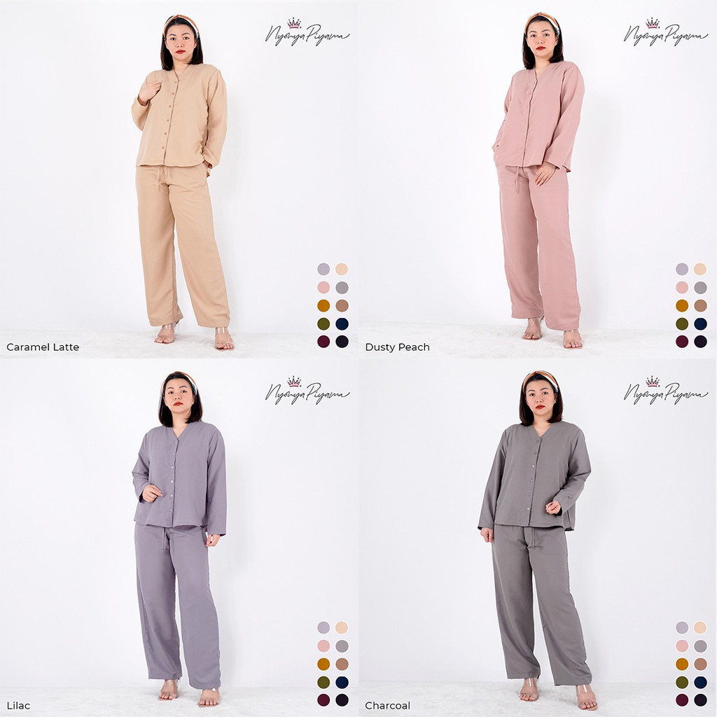 Nyonya Piyama Polos - KATUN Set Long Sleeves Oversized Cozy Pajamas Wanita